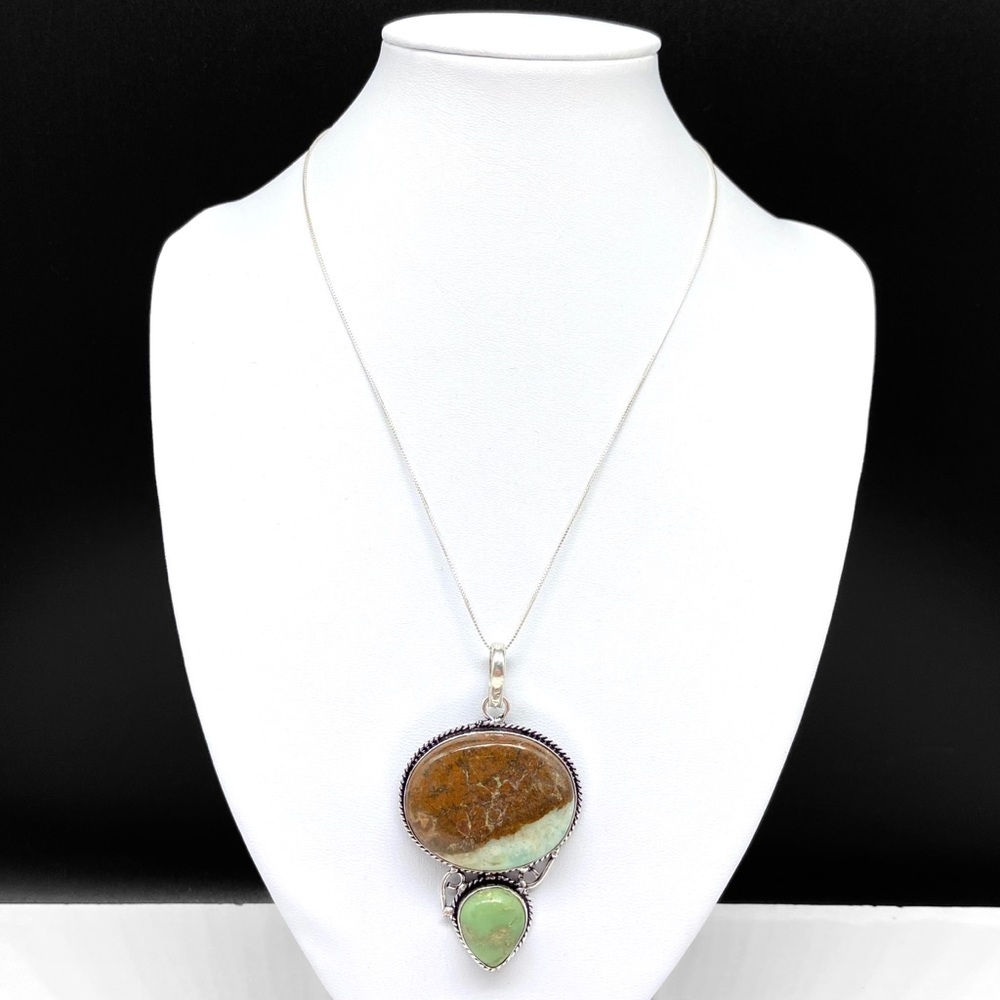 BOGO 50% off Boulder Chrysoprase Necklace Pendant Natural Stone